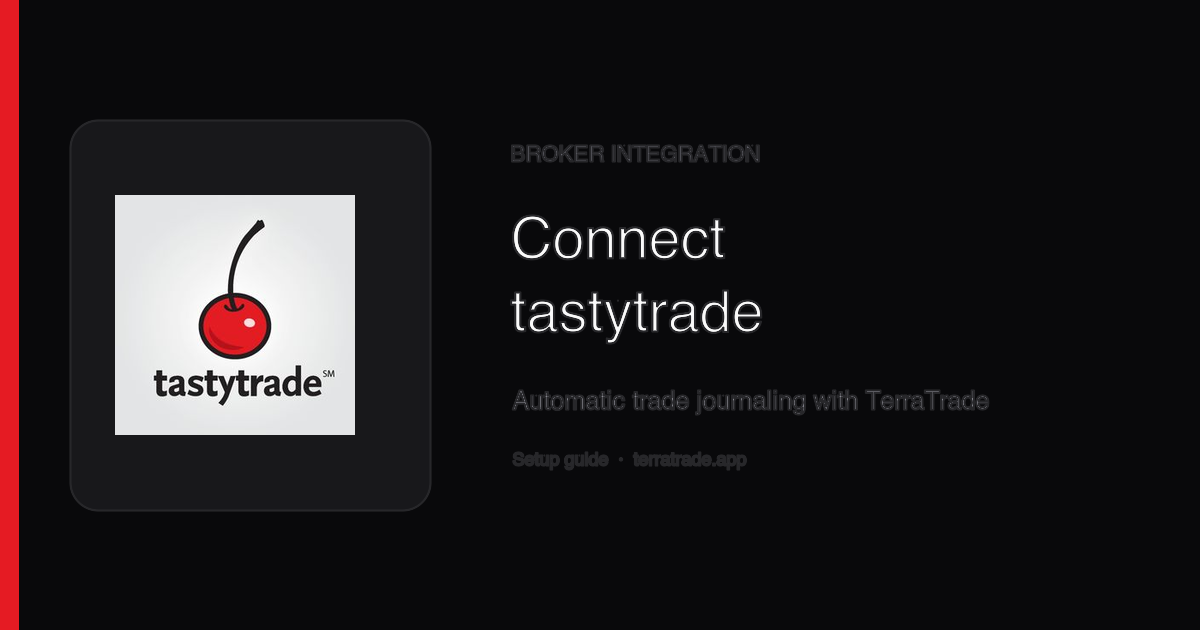 tastytrade logo beside the title Connect tastytrade on a dark TerraTrade integration guide cover