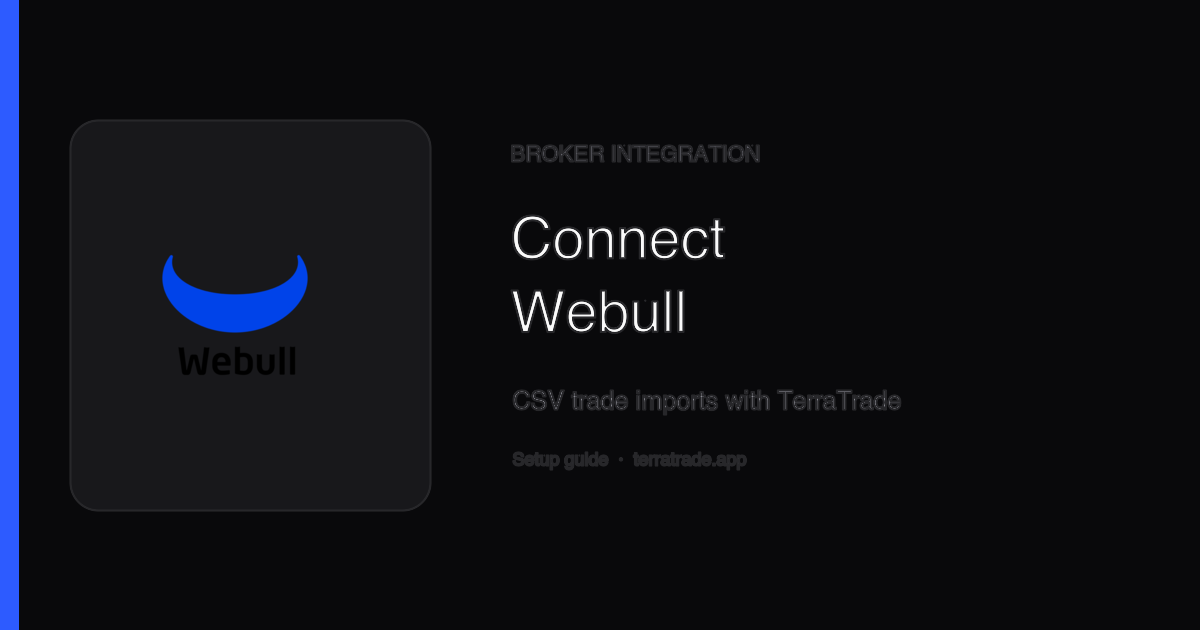 Webull logo on a TerraTrade broker integration guide cover