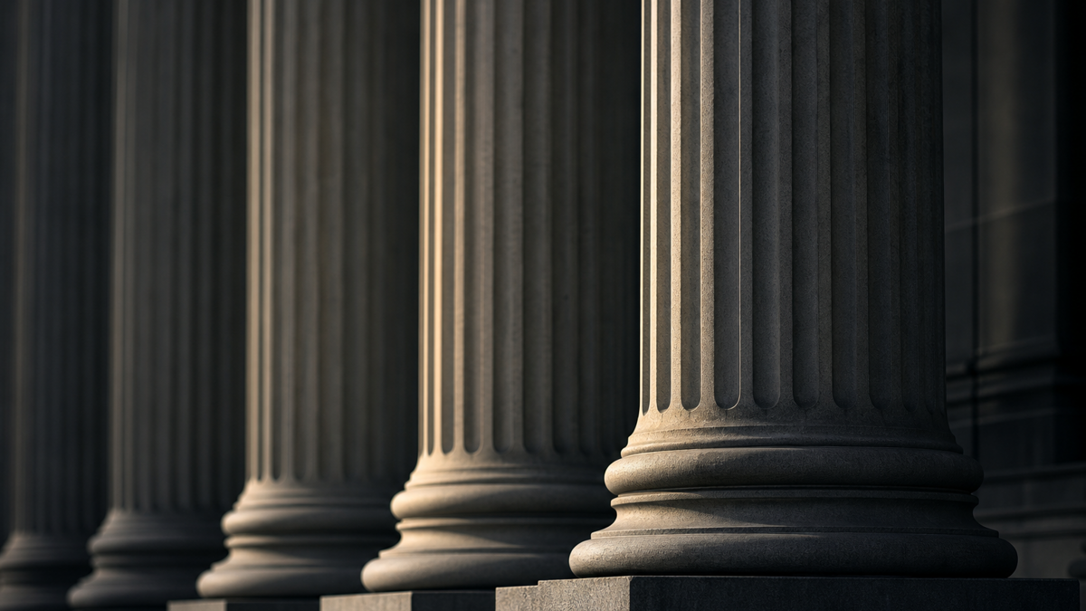 Exterior columns of the U.S. Treasury building in Washington, D.C.